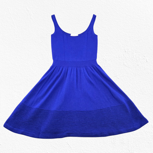 Kate Spade Cobalt Blue Wool Fit & Flare Dress Scoop Neck Knit 2010s Size XS - Picture 3 of 8